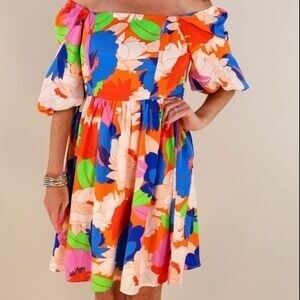 Vibrant Floral Off-Shoulder Dress